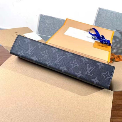 Louis Vuitton LV Unisex Pochette Voyage MM Black Grey Monogram Eclipse Canvas