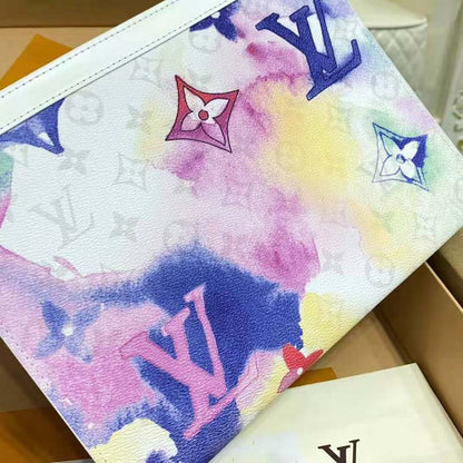 Louis Vuitton LV Unisex Pochette Voyage MM Monogram Watercolor Multico Coated Canvas