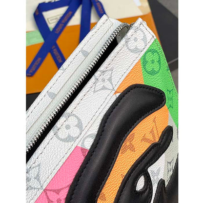 Louis Vuitton LV Unisex Pochette Voyage Multicolor Monogram Coated Canvas Cowhide Leather