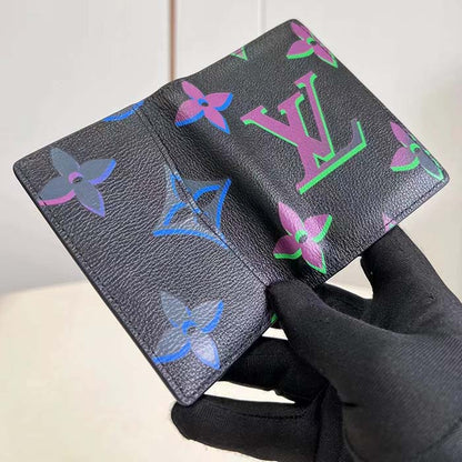 Louis Vuitton LV Unisex Pocket Organizer Black Borealis Calf Leather Textile Lining