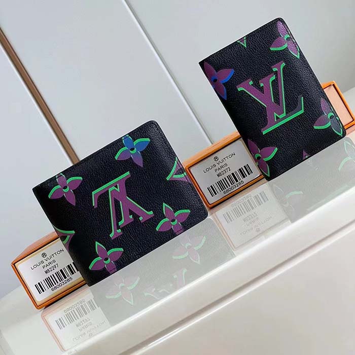 Louis Vuitton LV Unisex Pocket Organizer Black Borealis Calf Leather Textile Lining
