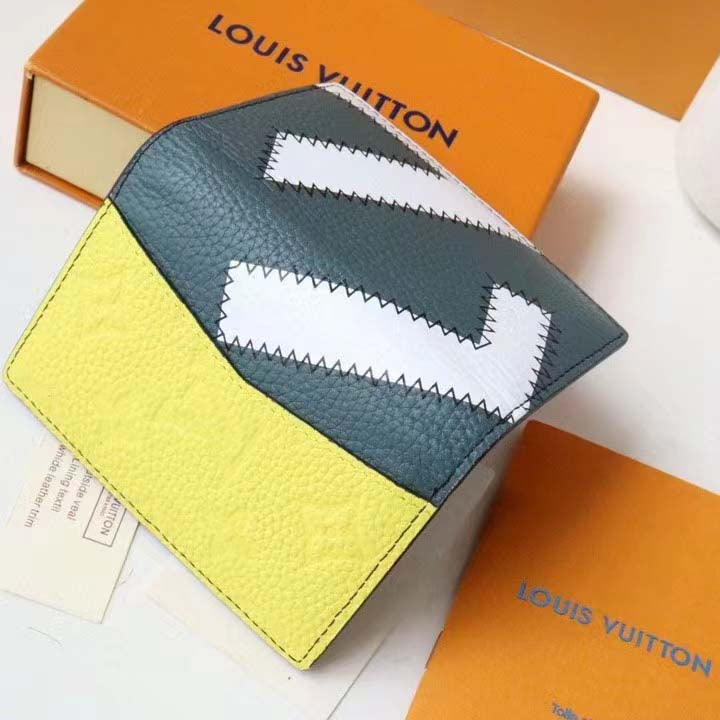 Louis Vuitton LV Unisex Pocket Organizer Wallet Blue Taurillon Cowhide Leather