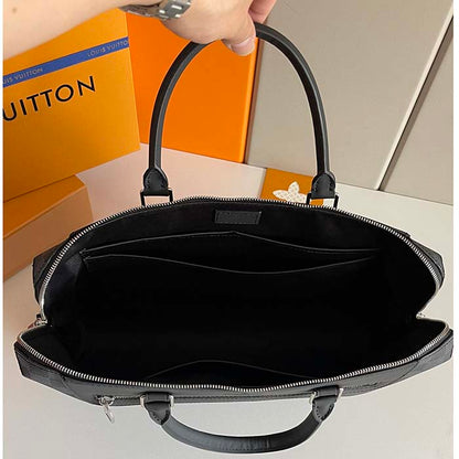 Louis Vuitton LV Unisex Porte-Documents Jour Damier Graphite Canvas Cowhide Leather