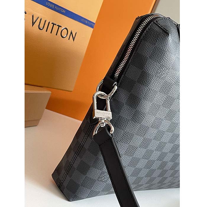 Louis Vuitton LV Unisex Porte-Documents Jour Damier Graphite Canvas Cowhide Leather