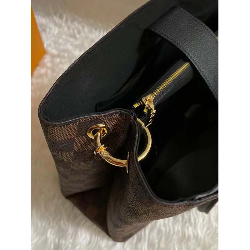 Louis Vuitton LV Unisex Riverside Tote Black Brown Damier Ebene Coated Canvas