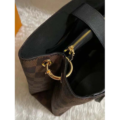 Louis Vuitton LV Unisex Riverside Tote Black Brown Damier Ebene Coated Canvas