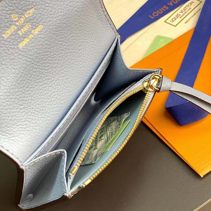 Louis Vuitton LV Unisex Rosalie Coin Purse Blue Monogram Empreinte Embossed Supple Grained Cowhide Leather