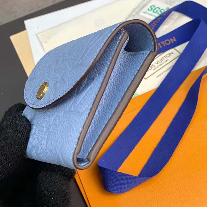 Louis Vuitton LV Unisex Rosalie Coin Purse Blue Monogram Empreinte Embossed Supple Grained Cowhide Leather