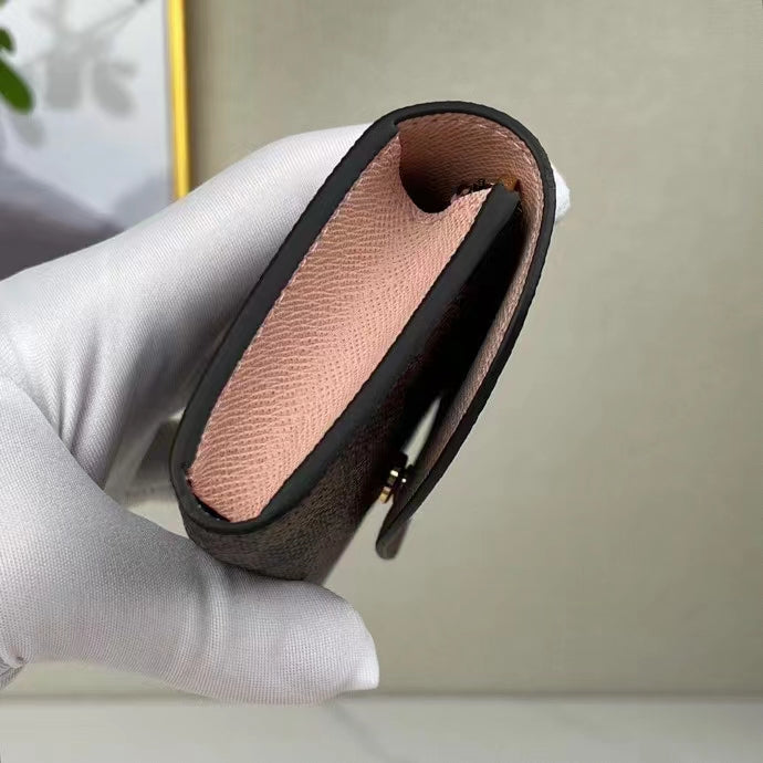 Louis Vuitton LV Unisex Rosalie Coin Purse Damier Ebene Coated Canvas Grained Cowhide Leather
