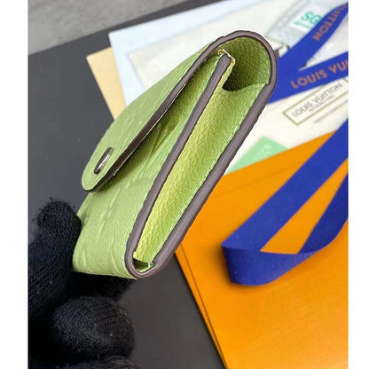Louis Vuitton LV Unisex Rosalie Coin Purse Green Monogram Empreinte Embossed Supple Grained Cowhide Leather