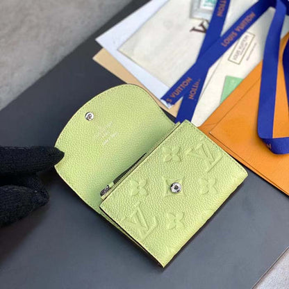 Louis Vuitton LV Unisex Rosalie Coin Purse Green Monogram Empreinte Embossed Supple Grained Cowhide Leather