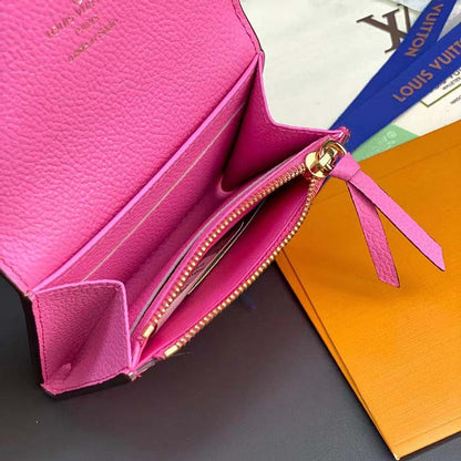 Louis Vuitton LV Unisex Rosalie Coin Purse Pink Monogram Empreinte Embossed Supple Grained Cowhide Leather
