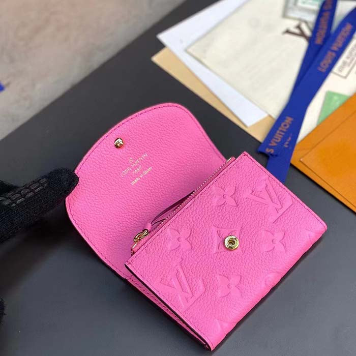 Louis Vuitton LV Unisex Rosalie Coin Purse Pink Monogram Empreinte Embossed Supple Grained Cowhide Leather