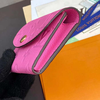 Louis Vuitton LV Unisex Rosalie Coin Purse Pink Monogram Empreinte Embossed Supple Grained Cowhide Leather