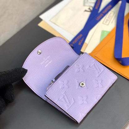 Louis Vuitton LV Unisex Rosalie Coin Purse Purple Monogram Empreinte Embossed Supple Grained Cowhide Leather