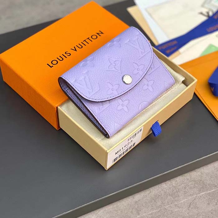 Louis Vuitton LV Unisex Rosalie Coin Purse Purple Monogram Empreinte Embossed Supple Grained Cowhide Leather