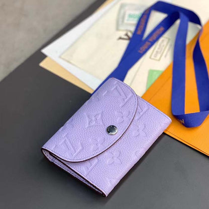 Louis Vuitton LV Unisex Rosalie Coin Purse Purple Monogram Empreinte Embossed Supple Grained Cowhide Leather