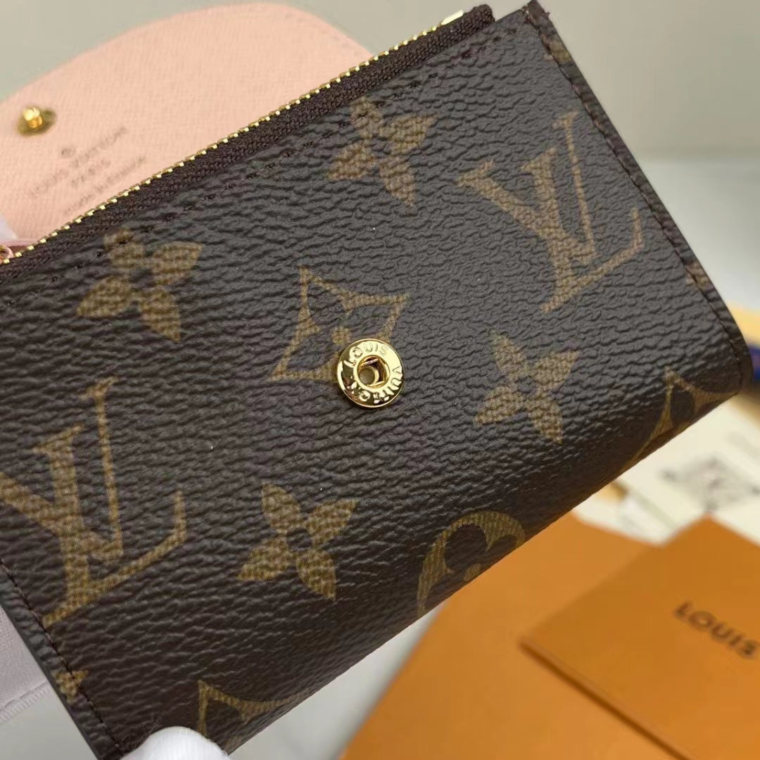 Louis Vuitton LV Unisex Rosalie Coin Purse Rose Ballerine Pink Monogram Coated Canvas Grained Cowhide Leather