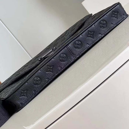 Louis Vuitton LV Unisex S Lock Briefcase Black Taurillon Monogram Embossed Cowhide Leather