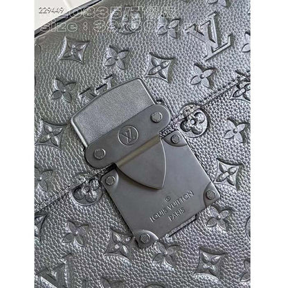 Louis Vuitton LV Unisex S Lock Briefcase Black Taurillon Monogram Embossed Cowhide Leather