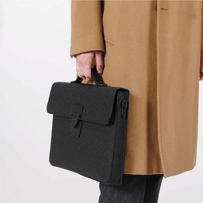 Louis Vuitton LV Unisex S Lock Briefcase Black Taurillon Monogram Embossed Cowhide Leather
