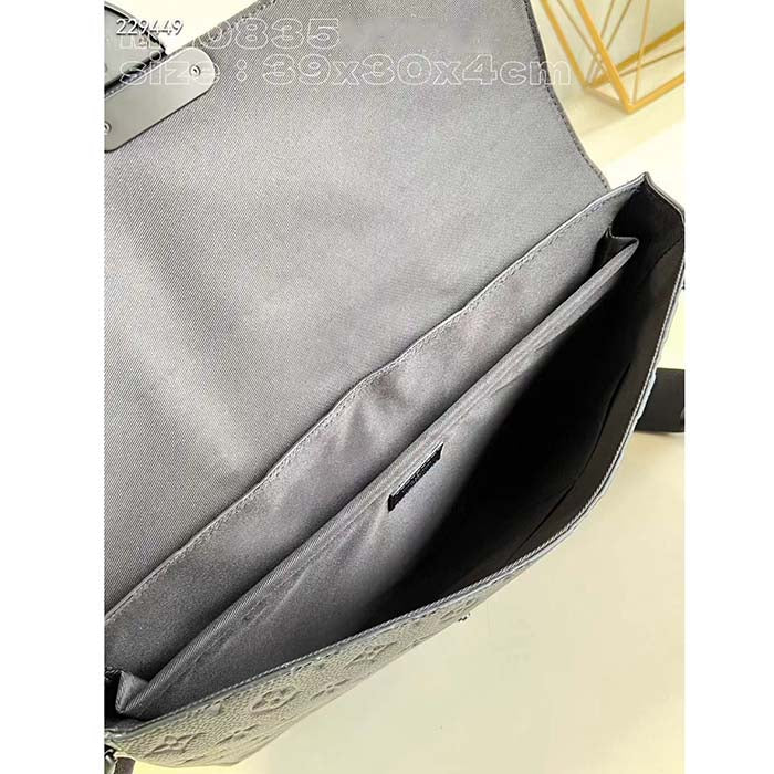 Louis Vuitton LV Unisex S Lock Briefcase Black Taurillon Monogram Embossed Cowhide Leather