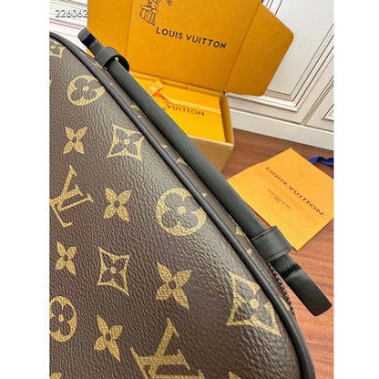 Louis Vuitton LV Unisex S Lock Messenger Black Monogram Macassar Coated Canvas Epi Leather