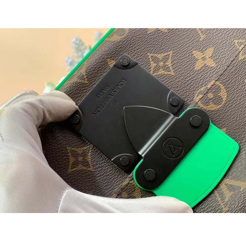 Louis Vuitton LV Unisex S Lock Messenger Brown Monogram Macassar Coated Canvas