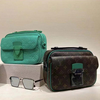 Louis Vuitton LV Unisex S Lock Messenger Brown Monogram Macassar Coated Canvas