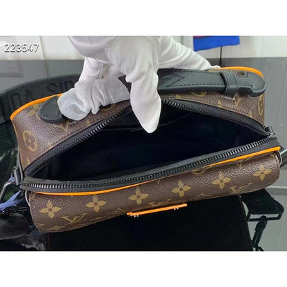 Louis Vuitton LV Unisex S Lock Messenger Brown Radiant Sun Monogram Macassar Coated Canvas