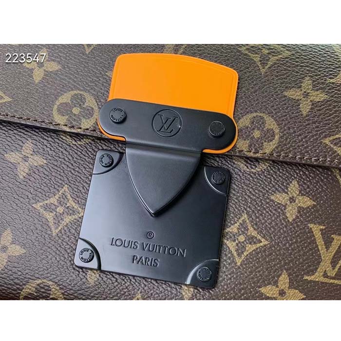 Louis Vuitton LV Unisex S Lock Messenger Brown Radiant Sun Monogram Macassar Coated Canvas