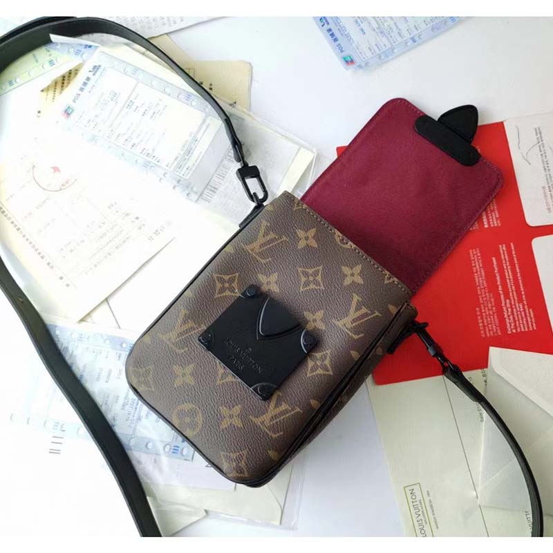 Louis Vuitton LV Unisex S-Lock Vertical Wearable Wallet Monogram Macassar Coated Canvas