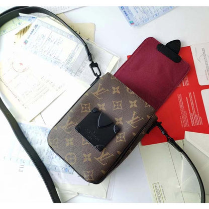 Louis Vuitton LV Unisex S-Lock Vertical Wearable Wallet Monogram Macassar Coated Canvas
