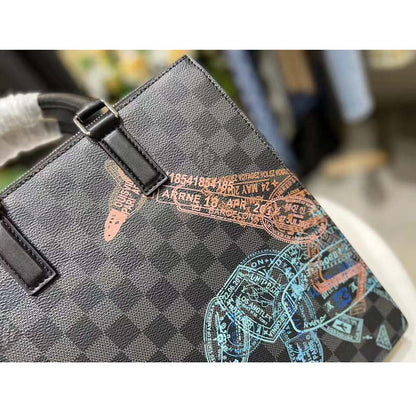 Louis Vuitton LV Unisex Sac Plat Cross Damier Graphite Coated Canvas