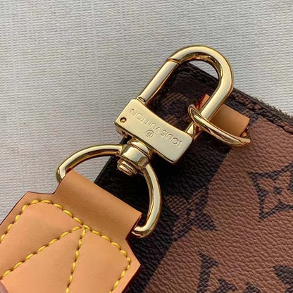 Louis Vuitton LV Unisex Sac Plat Cross Monogram Stripes Brown Coated Canvas