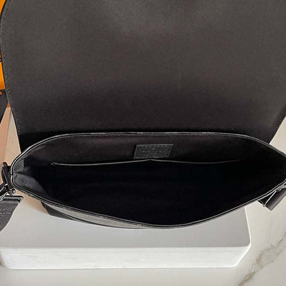 Louis Vuitton LV Unisex Saumur Messenger Monogram Eclipse Coated Canvas Black Leather