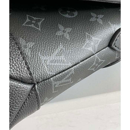 Louis Vuitton LV Unisex Saumur Messenger Monogram Eclipse Coated Canvas Black Leather