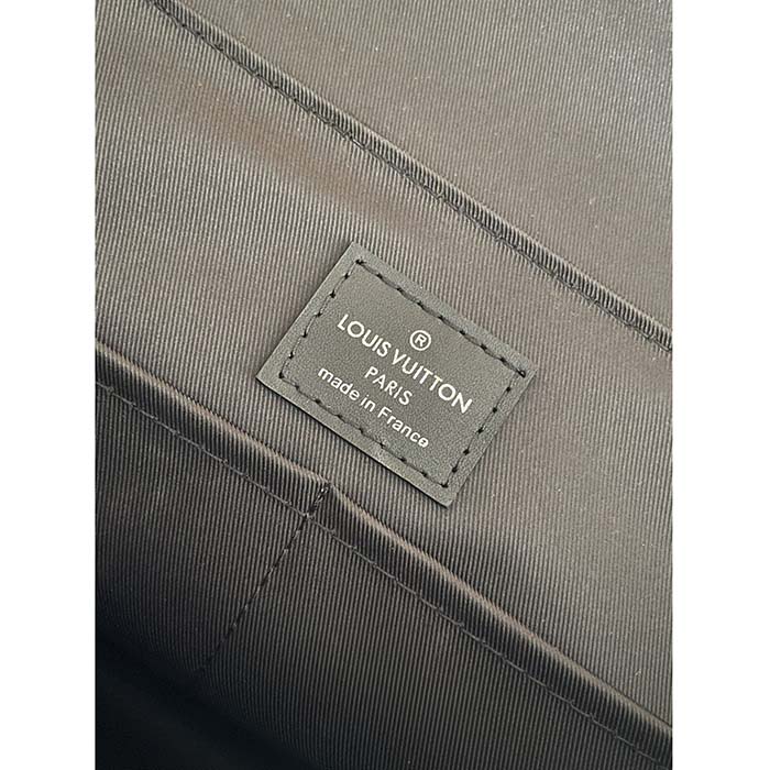 Louis Vuitton LV Unisex Saumur Messenger Monogram Eclipse Coated Canvas Black Leather