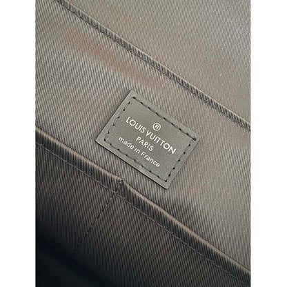 Louis Vuitton LV Unisex Saumur Messenger Monogram Eclipse Coated Canvas Black Leather