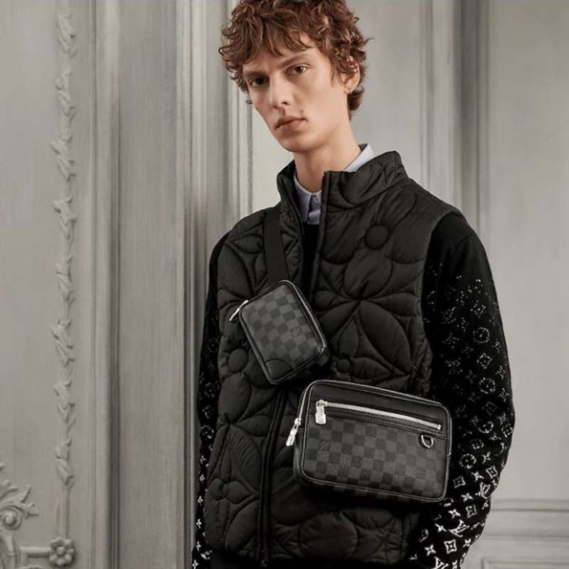 Louis Vuitton LV Unisex Scott Messenger Damier Graphite Coated Canvas Cowhide Leather