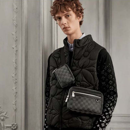 Louis Vuitton LV Unisex Scott Messenger Damier Graphite Coated Canvas Cowhide Leather