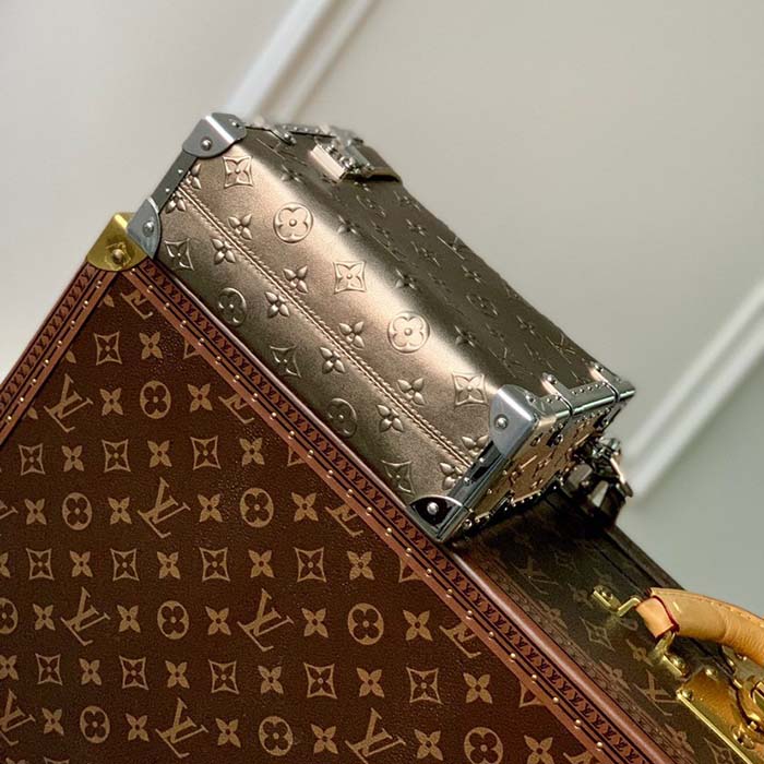 Louis Vuitton LV Unisex Side Trunk Handbag Light Gold Calfskin