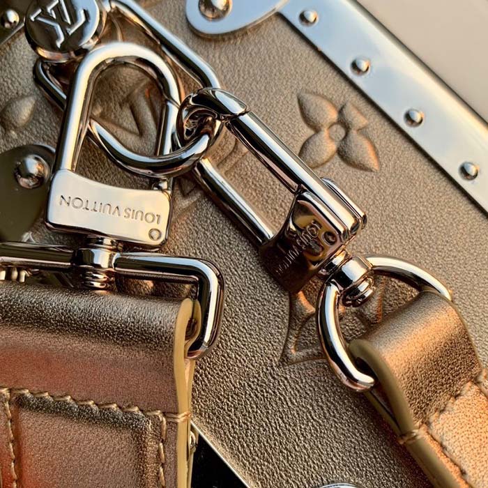 Louis Vuitton LV Unisex Side Trunk Handbag Light Gold Calfskin