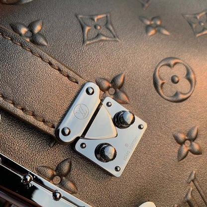 Louis Vuitton LV Unisex Side Trunk Handbag Light Gold Calfskin
