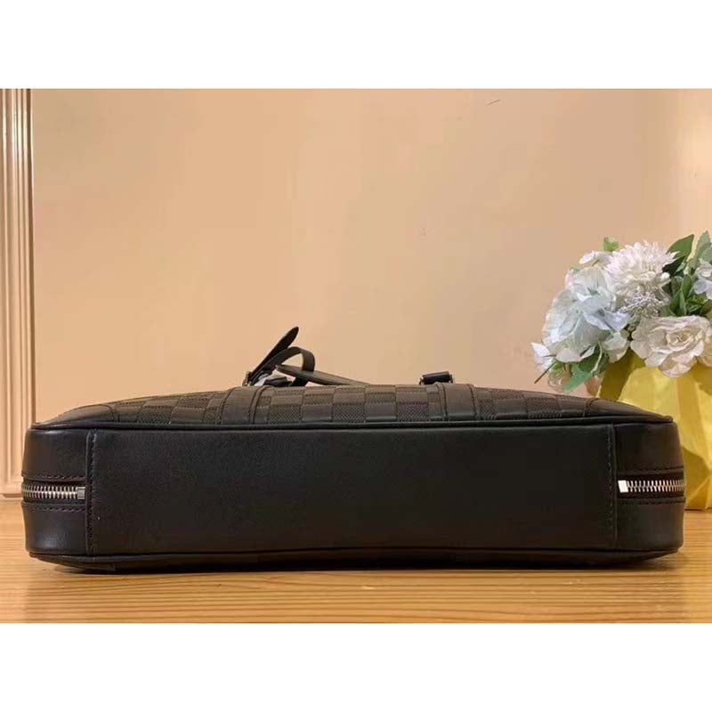 Louis Vuitton LV Unisex Sirius Briefcase Black Damier Infini Onyx Cowhide Leather