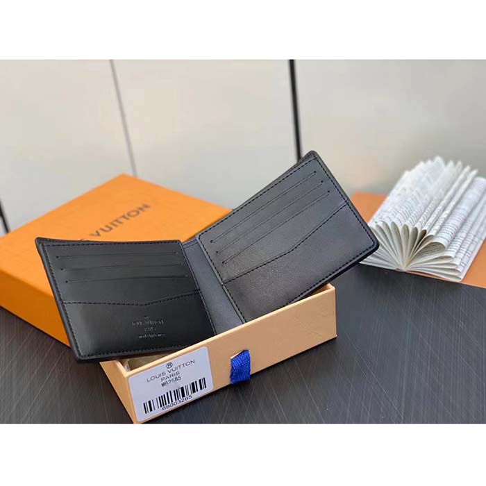 Louis Vuitton LV Unisex Slender Wallet Gradient Electric Sun Calf Leather Textile Lining