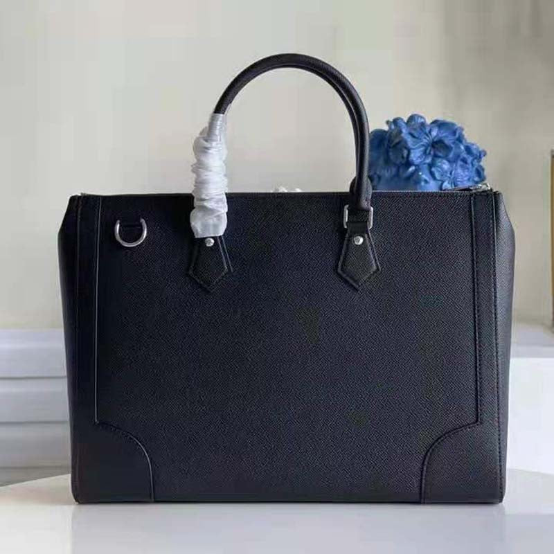 Louis Vuitton LV Unisex Slim Briefcase Black Taiga Cowhide Leather LV Signature