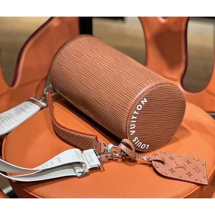 Louis Vuitton LV Unisex Soft Polochon MM Cognac Calf Leather Textile Lining