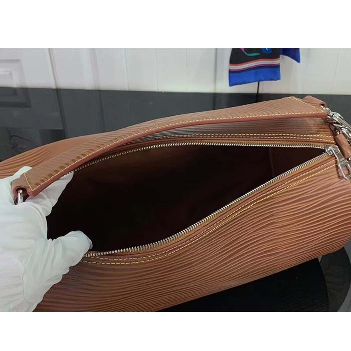 Louis Vuitton LV Unisex Soft Polochon MM Cognac Calf Leather Textile Lining