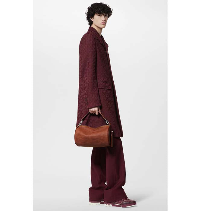 Louis Vuitton LV Unisex Soft Polochon MM Cognac Calf Leather Textile Lining
